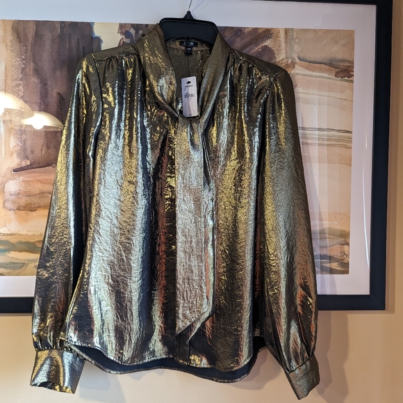 Express Gold Metallic blouse S new - Picture 6 of 16